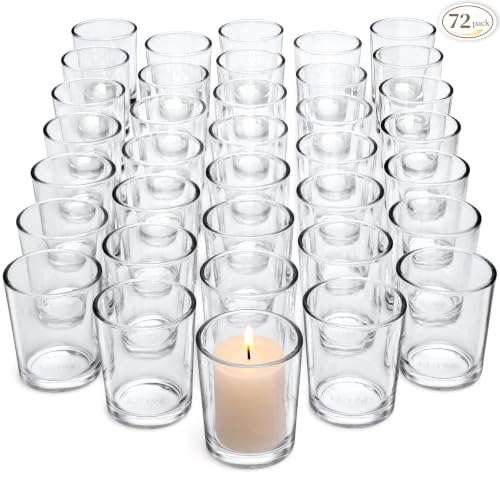 LETINE 72-Pack Votive Candle Holders, Clear Glass Tea Light Candle