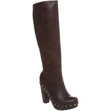 Office Womens Evergreen-Knee-Boot-Choc-Leather-Boots Size 5.5 Brown