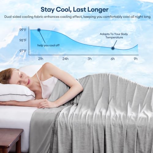VFROO Cooling Blanket for Hot Sleepers Queen Size, Summer Blanket Thin Lightweight Breathable, Absorbs Sweat Heat to Keep Adults Cool, Cold Blanket for Sleeping on Bed Couch, Grey — view 2