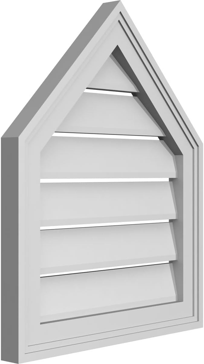 GVSPE18X2202SF-12 Peaked Top Brickmould Frame, Primed Tan Signature Series Surface Mount Gable Vents, 18-in. W x 22-in. H, Unfinished
