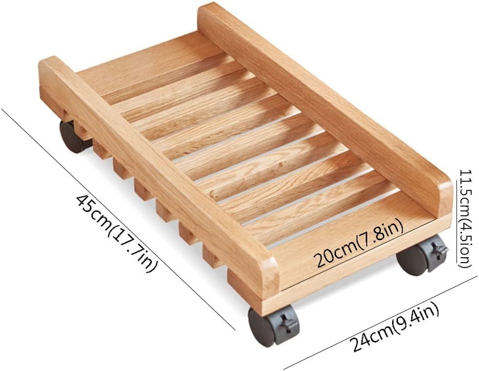 ENGENDER PC Stand Computer Tower Cart, Wood Mobile PC Holder, Computer Host Stand with Wheels Under Home Office Desk, CPU Rolling Stand Computer Tower Stand