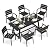 Cozyman Patio Table and Chairs Set, Patio Furniture Set, 7-Piece, HDPS All-Weather Material Outdoor Dining, Outdoor Furniture with Umbrella Hole, Black