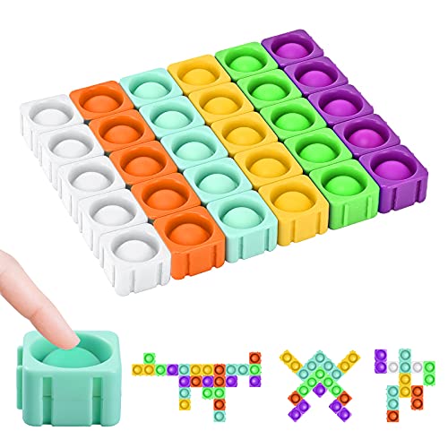 Cavebit Push Pop Bubble Fidget Sensory Toy, 30Pcs Educational Building Blocks for Kids, Silicone Fidget Toys for Adults, Special Needs Anti-Anxiety Tools Autism Stress Reliever Puzzle Toy (30pcs)