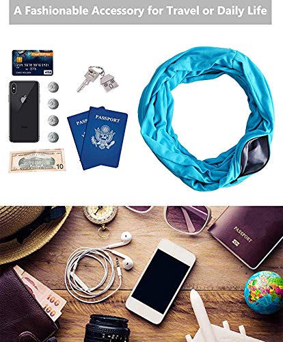 Infinity Scarf Wrap with Secret Hidden Zipper Pocket Lightweight Wrap Travel Scarf For Women Men, Blue2