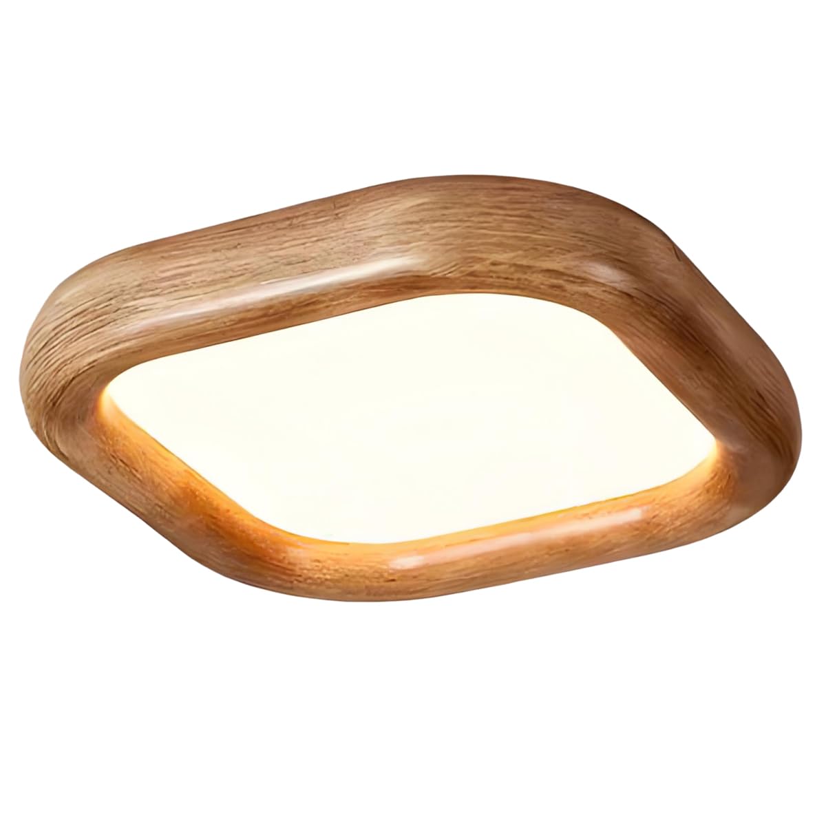 YNVIOZM Mid-Century Wood Grain LED Ceiling Light, Retro Square Low Profile Flush Mount Lighting Fixtures, Modern LED Ceiling Lamp for Laundry Room Hallway Kitchen Bedroom