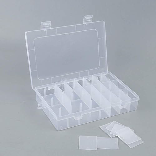 Miniatura 3 de Caja de bordado de diamante translúcido organizador de almacenamiento de plástico con 24 mini compartimentos, rejillas, contenedor de gemas de