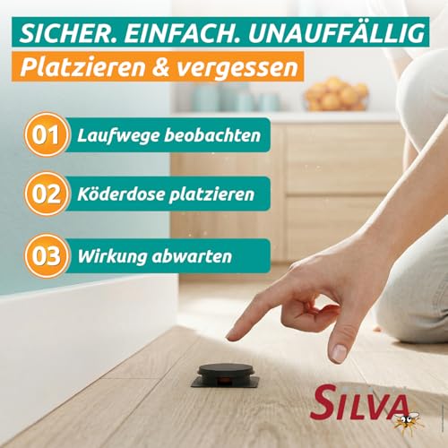 SILVA® Gel - Ameisenköderdose für Innen & Außen [PT 19 - NATÜRLICHER WIRKSTOFF] - Ameisenfalle Dose - Ameisen Köderdose - Ameisenköder - Ameisendose – Ameisenköderbox - Geruchsneutral - 4 Dosen