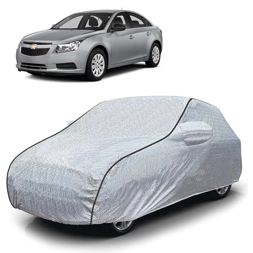 Image of Sulfar 100% Waterproof Car Body Cover Compatible with Mirror for Chevrolet Astra (Triple Stitched, Full Bottom Elastic, Magic Silver with Black Piping)