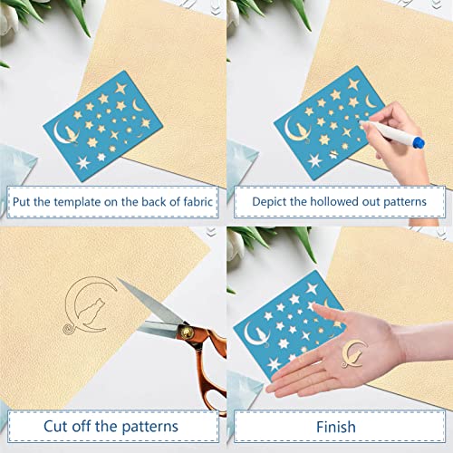 GORGECRAFT 2 Styles Jewelry Shape Template Earring Stencils Reusable Stars Moon Phase Cats Round Cutouts Cutting Stencil Templates for Drawing Earrings Favors Necklace Making Accessories 5X3.5 - Image 3