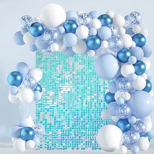 Image of Iridescent Blue Shimmer Wall Backdrop, 24 Panels, 6x4 Ft Photo Backdrop | wedding backdrop birthday backdrop party decoration photo booth backdrop bridal shower baby shower event decoration