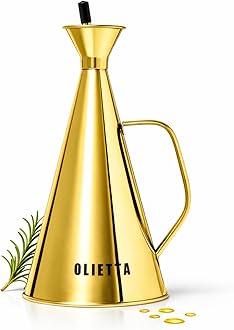 Olietta Oil Dispenser Gold Stainless Steel Non Drip Leak Proof No Mess Olive Oil & Vinegar Pourer & Kitchen Drizzler Bottle 500ML 0.5 Litre Great for Pouring & Drizzling Easy to Clean & Leakproof