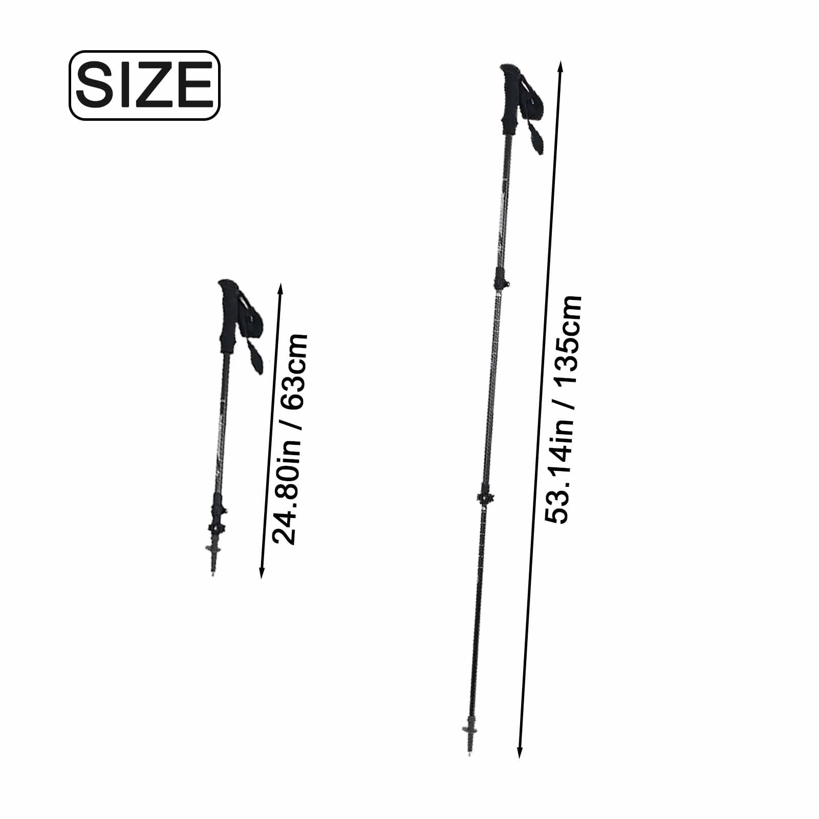Bastones de Senderismo Ultraligeros de Fibra de Carbono, Bastones Senderismo, Bastón Trekking Aluminio Plegable y Extensible, Bastones Trekking Ajustables para Senderismo(Size:2PC,Color:Off-white)