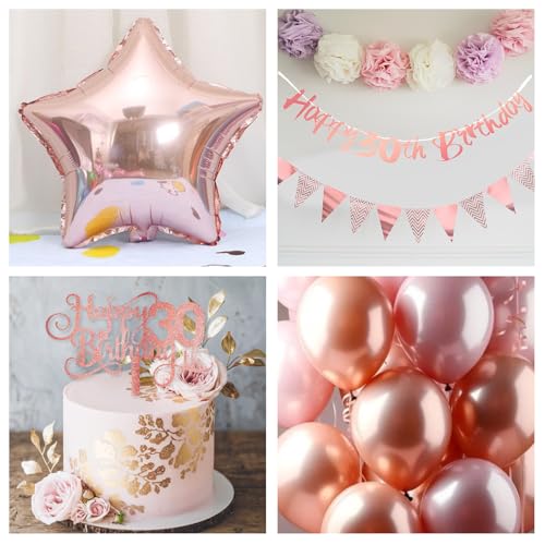 Image of Jobkoo 30th Birthday Decorations for Women, Retro Pink Beige Number 30 Balloon Set Happy 30th Birthday Banner Cake Topper Dusty Pink Nude Rosegold Star Balloons for Her 30 Year Old Bday Party Decor