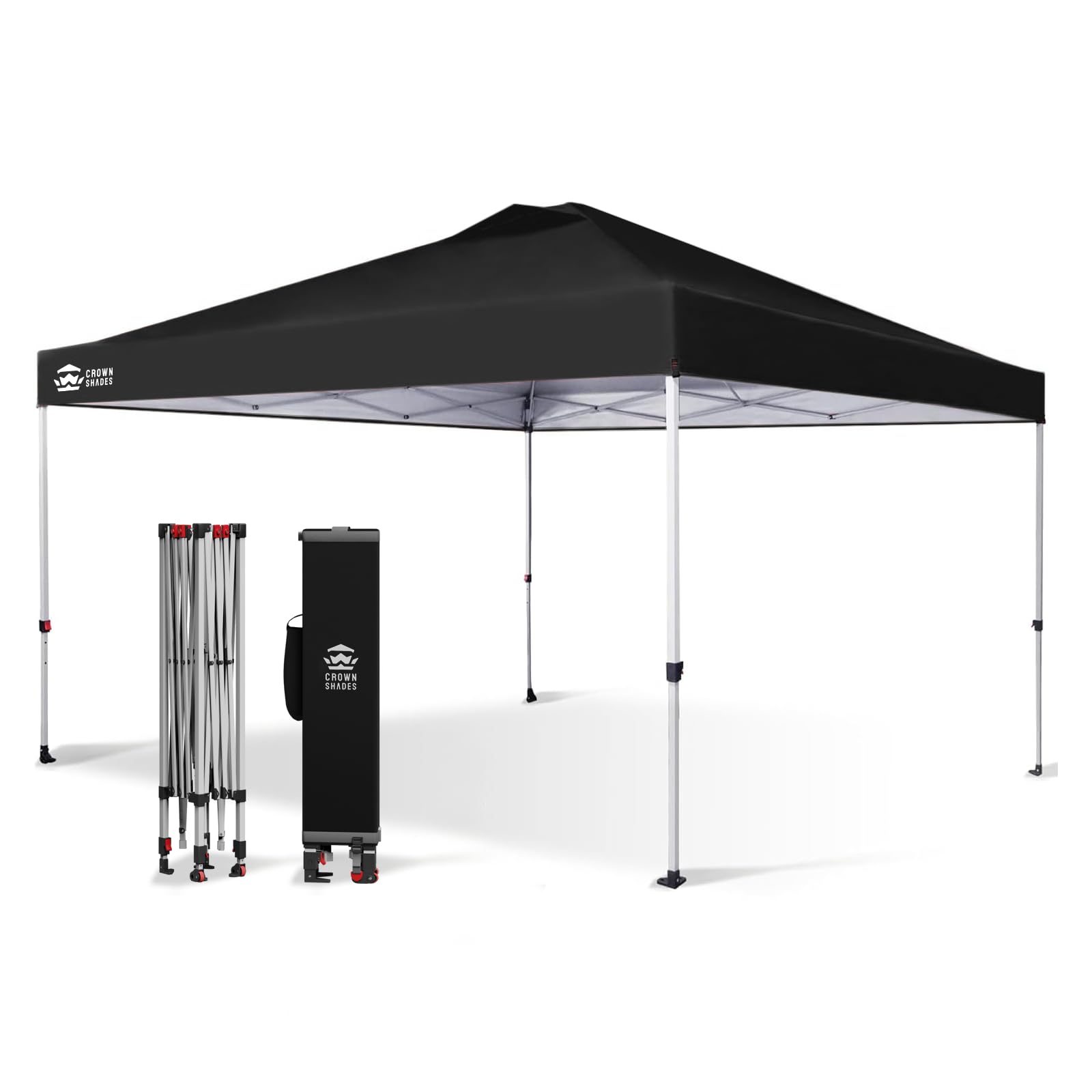 CROWN SHADES 10x10 Pop Up Canopy, Patented Center Lock One Push Tent Canopy, Newly Designed Storage Bag, 8 Stakes, 4 Ropes