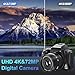 4K Digital Cameras for Photography-12X Optical Zoom with WiFi & App Control,72MP Vlogging Camera with 180° Flip Screen, Photography Camera with Auto Focus, 2 Batteries,32GB SD Card for Teens,Travelers