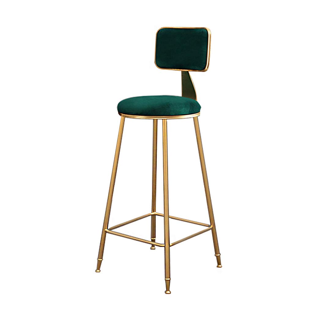 Silla de comedor café con respaldo, cojín de terciopelo gris, patas de metal dorado, altura del asiento 74,9 cm
