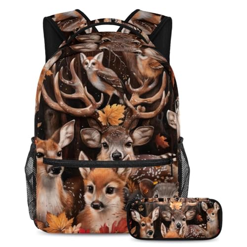 Sac à dos pour voyages et randonnées étudiantes avec sa trousse à crayons à motif végétal élégant