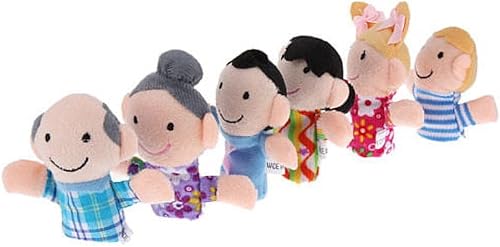 Miniatura 5 de Mini abuelos, marionetas de terciopelo de tela, juego de marionetas de dedo, 6 personas, miembros de la familia, juego de marionetas de dedo, hora