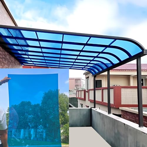 CUXAHO Placas de Policarbonato Planchas Transparentes Tejados Resistente a los Rayos UV Resistentes a la Intemperie para invernaderos,garajes,horticultura,Recortables(Blauw,L100xW60xT0.1cm)