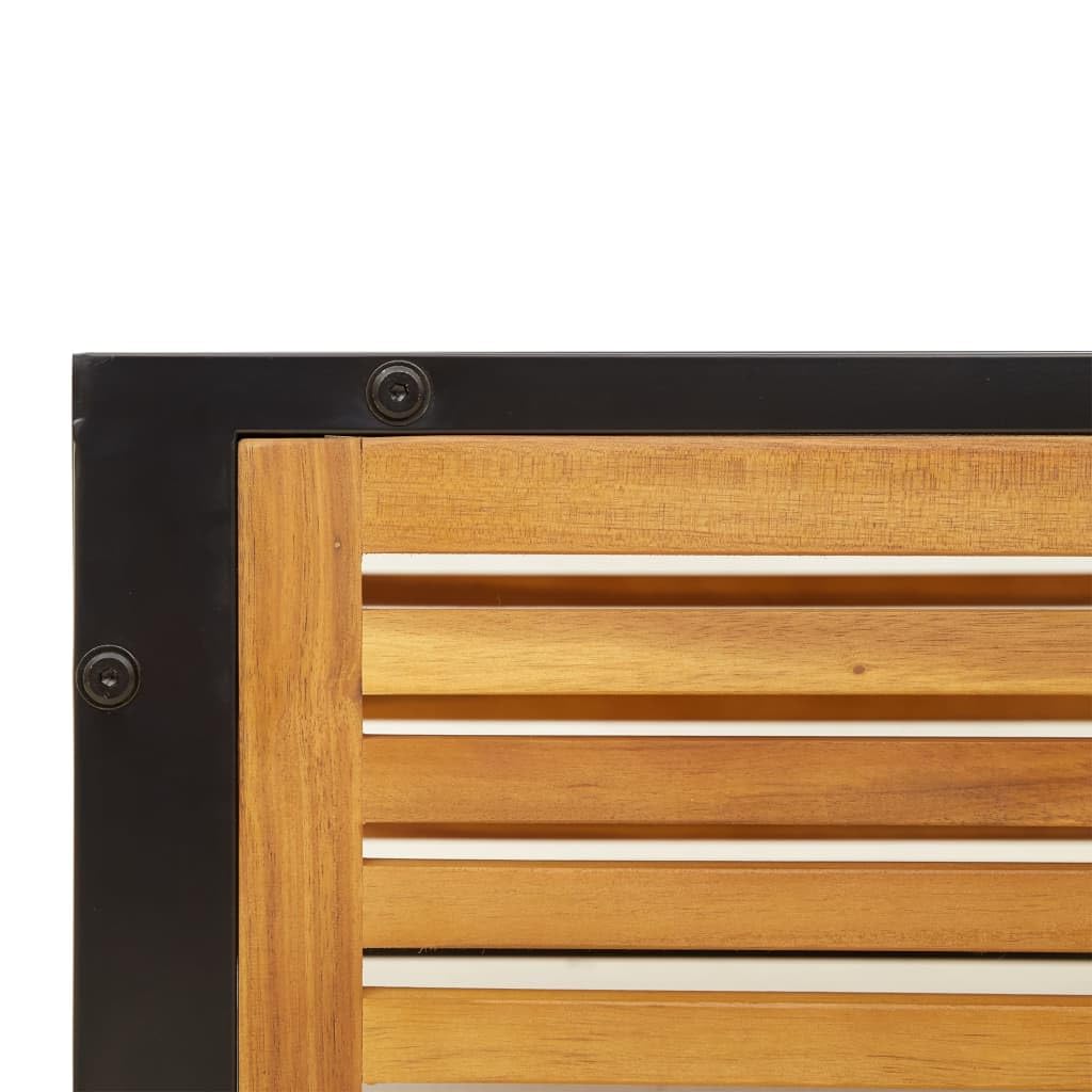 Mesa de jardín de madera maciza de acacia, 68 x 68 x 30 cm, con marco de acero pulverizado, resistente a la intemperie y estable, ideal para relajarse y sentarse en el exterior