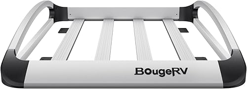 BougeRV Cesta de techo de aluminio de 47 x 40 x 8 pulgadas, antioxidante, ligera, universal, para vehículos, capacidad de carga de 150 libras, con