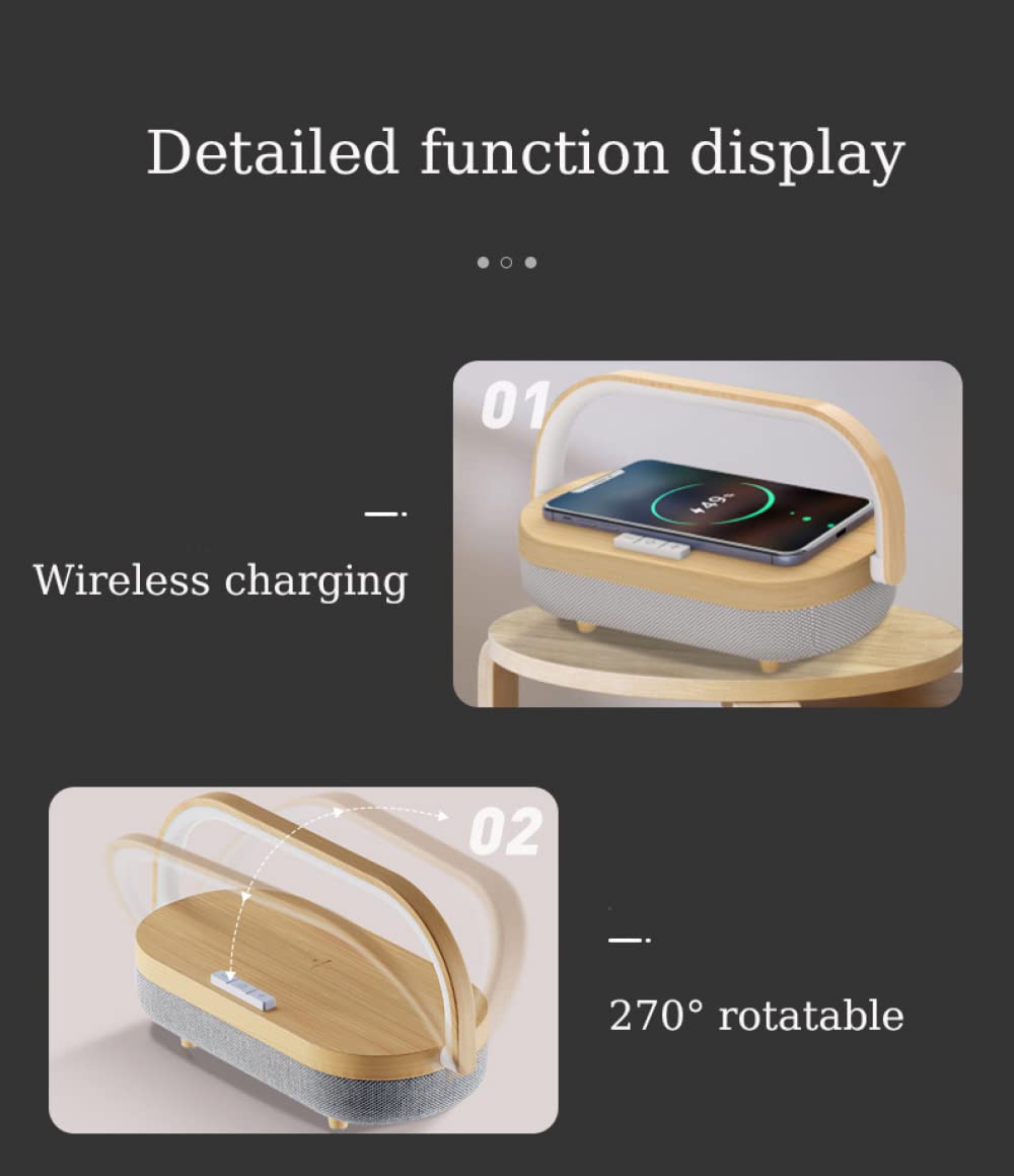 BERO LáMpara Multifuncional con Sensor De Carga InaláMbrica, LáMpara De Sobremesa para El Dormitorio, LáMpara De Cabecera con Audio Bluetooth para Cargar El TeléFono MóVil-001