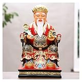 AOKLEY Estatua del Dios de la Riqueza de 11.81 pulgadas del sudeste asiático Dios de la riqueza Figura de Buda Home Shop Protección Prosperidad Suerte Cai Shen Tu Di Gong Buda Feng Shui Estatua de