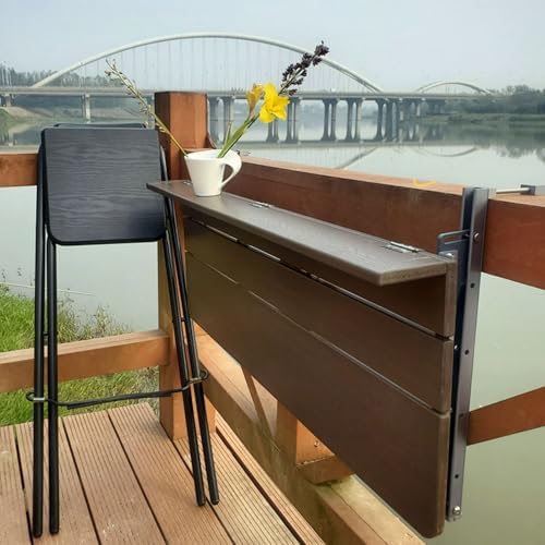 Adjustable Wall-Mounted Balcony Table - Folding Railing Side Table for Small Spaces Aluminum Alloy Outdoor Deck Table Ideal for Patio & Garden Use