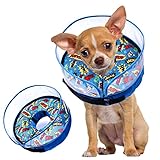 Crazy Felix Soft Inflatable Dog Cone for Small, Medium and Large Dogs, Cone for Dogs Alternative After Surgery to Stop Licking and Chewing, Dog Donut Cone with Extended Anti Licking Baffle(Blue,S)
