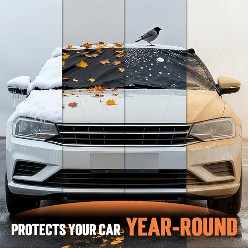 Image of TONDA Windshield Cover for Ice and Snow, Heavy Duty 600D Oxford Car Windshield Protector, Winter Car Accessories for Cars, SUVs, Trucks, Vans and MPVs, Universal Fit (68.5 x 56 Inch)