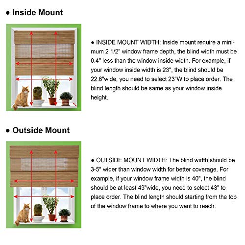 Lazblinds Cordless Bamboo Roman Shades, Light Filtering Window Treatment, Roll Up Bamboo Blinds For Window 43'' W X 60'' H #TOP5