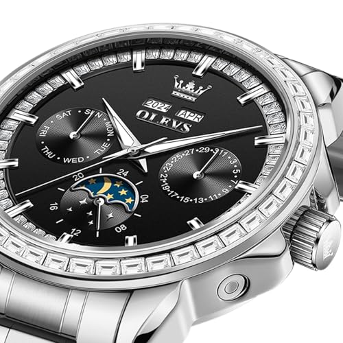 Image of OLEVS Automatic Watches for Men 43MM Skeleton Large Dial 3Hand Self Winding Watch Stainless Steel Dress Luxury Mechanical Waterproof Luminous Wirst Watch Gift