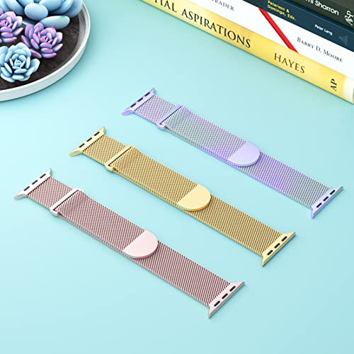 Image of 3 Pack Mesh Metal Magnetic Compatible with Apple Watch Bands Women Men | Stainless Steel Loop Strap for iWatch Band 38mm 40mm 41mm 42mm 44mm 45mm 46mm 49mm Series 11 /10 /9 /8 /SE /7 /6 /5 /4 /Ultra 3 2 1