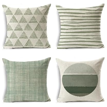 4er Set kissenbezug 40x40 cm Dekokissen Salbeigrün Kissenhülle Dekorative Sofakissen Quadratische Couchkissen mit Verstecktem Reißverschluss Kissenbezüge für Wohnzimmer Schlafzimmer Blume M 365