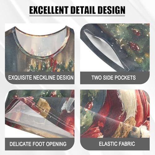 ALAZA Santa Claus Christmas Tree Star Pajamas Set Short Sleeve Cotton Sleepwear Summer Pjs 2 Piece 5-14Y4