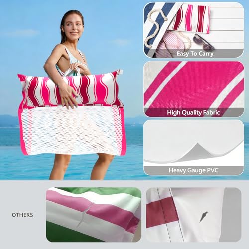 Image of Jasonwell Inflatable Pool Hammock Float - Water Hammock Pool Floaties Multi-Purpose (Saddle Lounge Chair Drifter) 4 in 1 Lake Beach Floating Loungers Swimming Pool Floats Toys for Adults (Rose)
