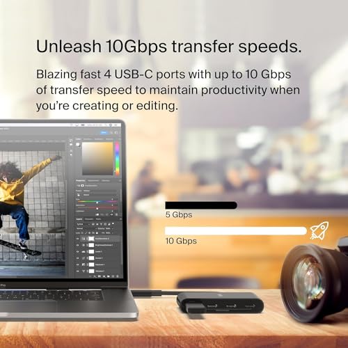 Image of Belkin Connect 4 Port USB C Hub - Multiport Adapter Dongle with 4 USB C 3.2 Gen 2 Ports - High Speed 10G Data Transfer for Laptop, MacBook, iPad, PC, and More - 100W PD, Pack of 6