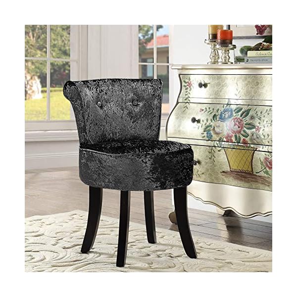 Padded Dressing Table Stool, Vanity Chair with Rubber Black Wood Legs Comfortable Makeup Stool Dressing Chair Fabric Dressing Table Chair With High Back,Makeup Vanity Stool For Guest Room Hall 48*52.5*62CM - Image 7