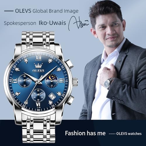 Image of OLEVS Men's Analog Watch Multi Color Business Stainless Steel Waterproof Luminous Quartz Watch Luxury Leisure Date Simulation Original Bowl Watch (In-2858- Multicolor White ?)