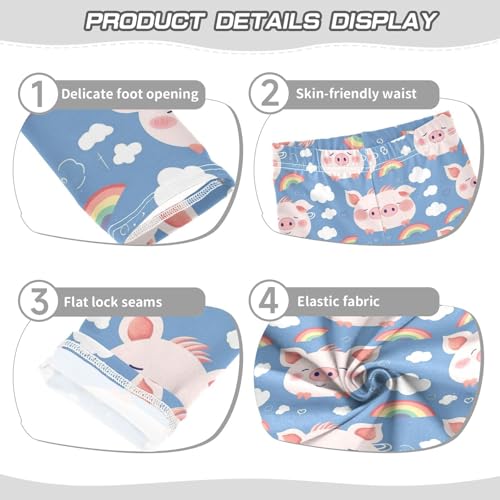 Pig Face Girls' Leggings Toddler Doodles Rainbow Clouds Kids Yoga Pants Dance Active Tights 4T3