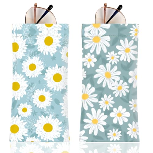 Image of Anikathy 2Pcs Sunglass Eyeglass Glasses Case Soft PU Leather with Cleaning Cloth Portable Glasses Pouch Bag for Men Women