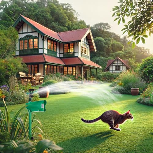 Royal Gardineer Katzenschreck Wasser: Wasserstrahl-Tierschreck mit PIR-Sensor, batteriebetrieben, 120 m² (Katzenschreck mit Wasserstrahl, Garten Wasser, ohne)