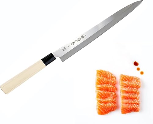 JapanBargain, Cuchillo japonés Yanagiba Sashimi, cuchillo de chef de sushi, hoja de acero inoxidable de alto carbono 8-1/4 pulgadas, fabricado