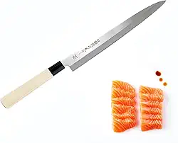 JapanBargain Faca Japonesa Yanagiba Para Sashimi, De Chef Sushi, Lâmina Aço Inoxidável Alto Carbono, 8-1/4', 210 Mm, Pacote Com 1 Unidade