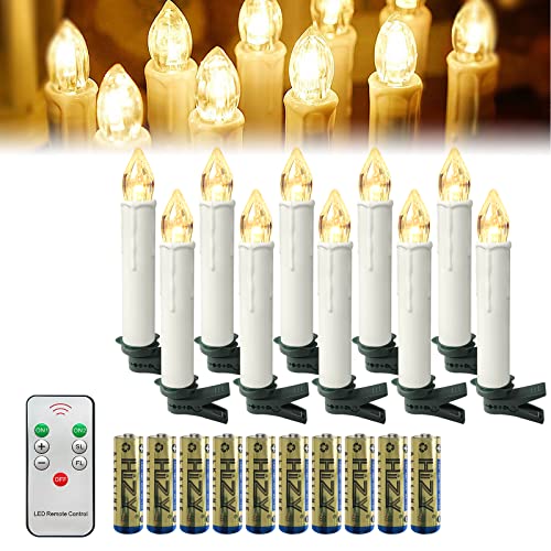LARS360 10 Stück LED Kerzen Warmweiß Weihnachtskerzen Kabellos mit...