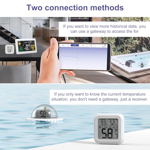 Termômetro de Piscina, Gravação de Dados de Tempo, Termômetro Digital Com Alcance de 328 Pés, Displa