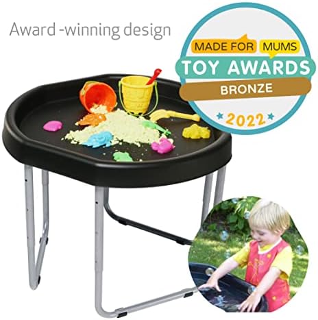 KUB Original Hexacle Tuff Tray & Stand (Black) - Sensory Play Tray Stand for Kids Messy Play  Water and Sand  Garden Bubble Fun  2 Way Play With or Without Stand