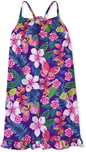 The Children's Place Girls Short Sleeve Nightgowns, Floral Ruffle Single, Small (5/6)