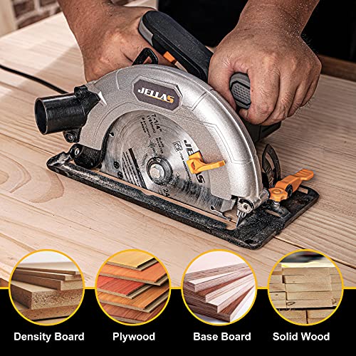 Circular Saw, 13-Amp 5500Rpm 7-1/4" Power Circle Saw With 3 Saw Blade 24T/36T/40T, Cutting Depth : 2-9/16" At 90°, 1-3/4" At 45° For Wood, Bevel Angle(0 To 45°), Ac Power Cord #TOP5