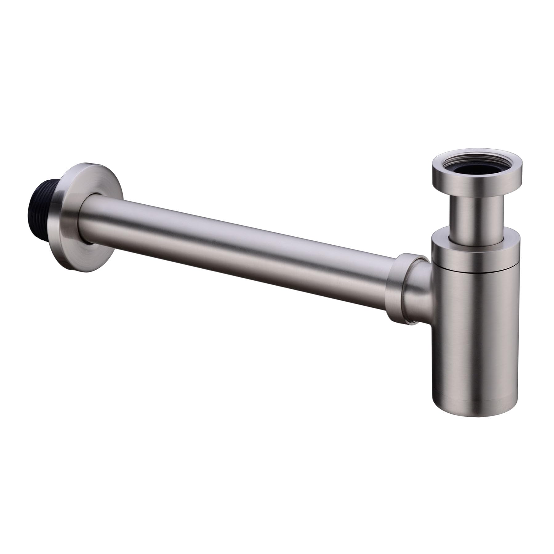 Tubo de desagüe redondo de latón para lavabo y fregadero, altura ajustable, acabado en níquel cepillado